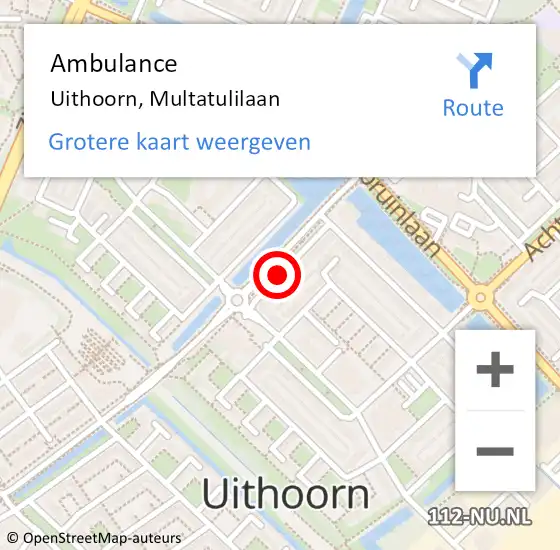 Locatie op kaart van de 112 melding: Ambulance Uithoorn, Multatulilaan op 20 juni 2019 00:39