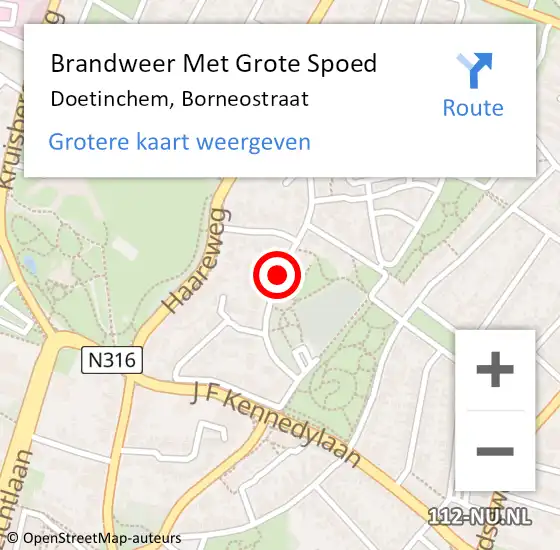 Locatie op kaart van de 112 melding: Brandweer Met Grote Spoed Naar Doetinchem, Borneostraat op 20 juni 2019 01:08