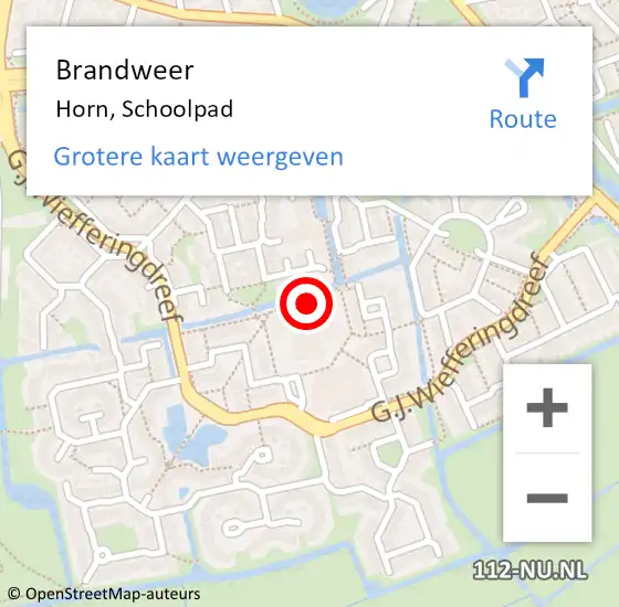 Locatie op kaart van de 112 melding: Brandweer Horn, Schoolpad op 4 april 2014 21:00