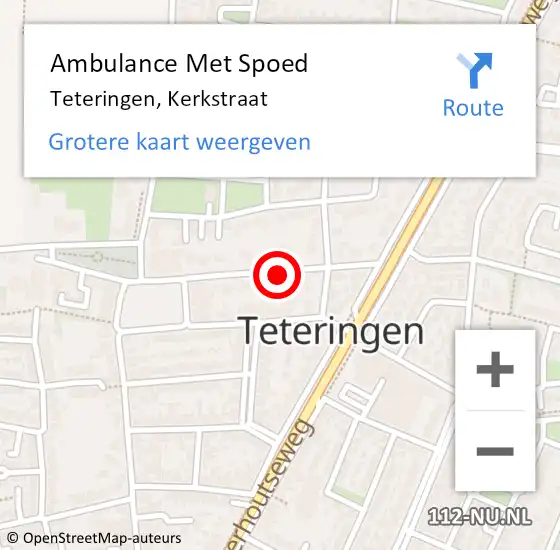 Locatie op kaart van de 112 melding: Ambulance Met Spoed Naar Teteringen, Kerkstraat op 20 juni 2019 04:02