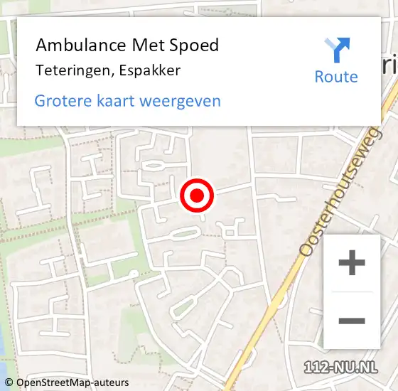 Locatie op kaart van de 112 melding: Ambulance Met Spoed Naar Teteringen, Espakker op 20 juni 2019 05:31