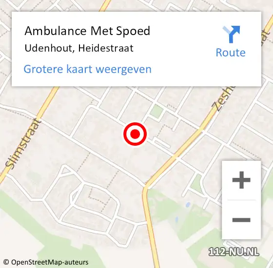 Locatie op kaart van de 112 melding: Ambulance Met Spoed Naar Udenhout, Heidestraat op 20 juni 2019 06:39