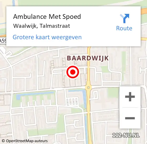 Locatie op kaart van de 112 melding: Ambulance Met Spoed Naar Waalwijk, Talmastraat op 20 juni 2019 07:46