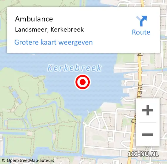 Locatie op kaart van de 112 melding: Ambulance Landsmeer, Kerkebreek op 20 juni 2019 07:47