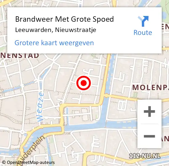 Locatie op kaart van de 112 melding: Brandweer Met Grote Spoed Naar Leeuwarden, Nieuwstraatje op 20 juni 2019 08:01