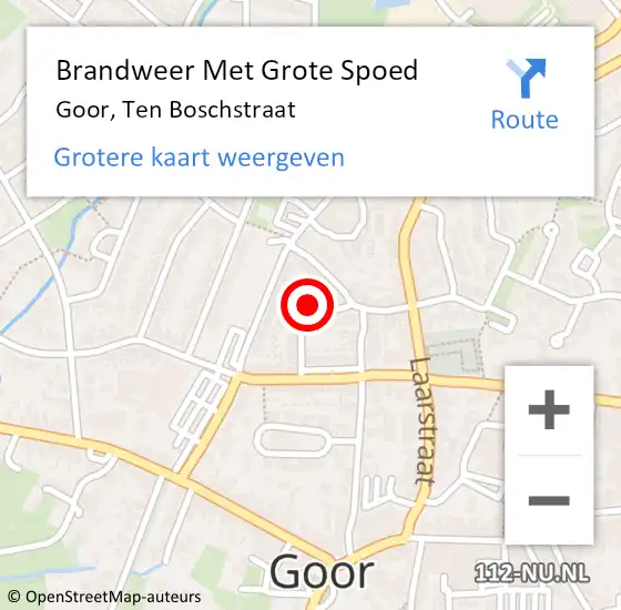 Locatie op kaart van de 112 melding: Brandweer Met Grote Spoed Naar Goor, Ten Boschstraat op 20 juni 2019 08:05