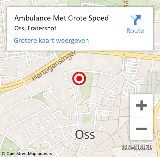 Locatie op kaart van de 112 melding: Ambulance Met Grote Spoed Naar Oss, Fratershof op 20 juni 2019 08:40