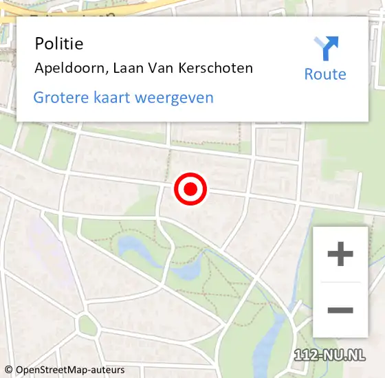Locatie op kaart van de 112 melding: Politie Apeldoorn, Laan Van Kerschoten op 20 juni 2019 08:41
