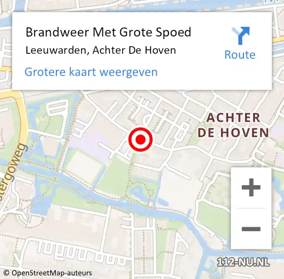 Locatie op kaart van de 112 melding: Brandweer Met Grote Spoed Naar Leeuwarden, Achter De Hoven op 20 juni 2019 09:34