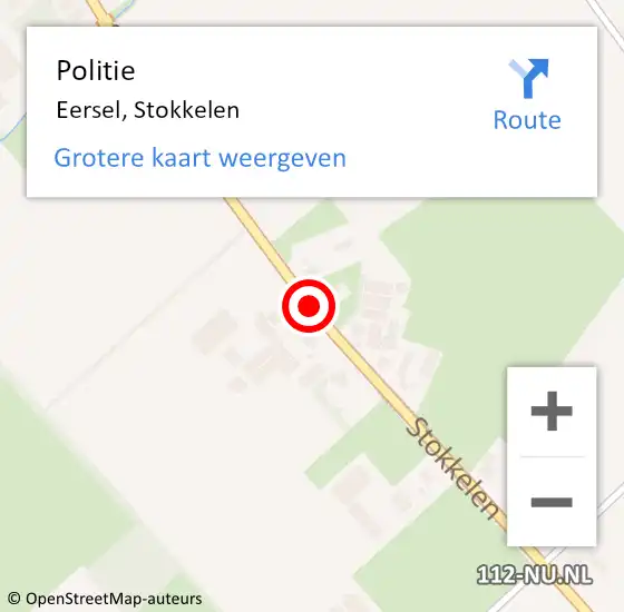 Locatie op kaart van de 112 melding: Politie Eersel, Stokkelen op 20 juni 2019 09:43
