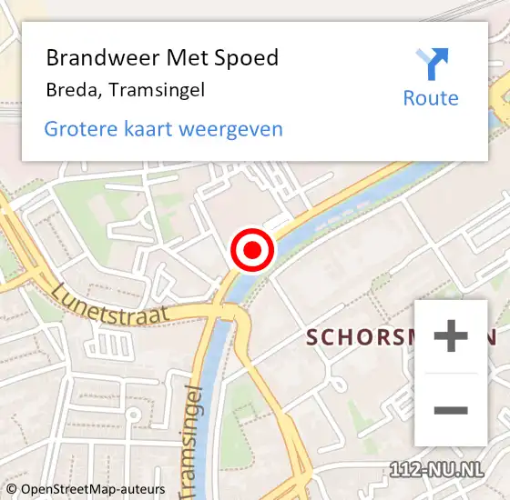 Locatie op kaart van de 112 melding: Brandweer Met Spoed Naar Breda, Tramsingel op 20 juni 2019 10:13