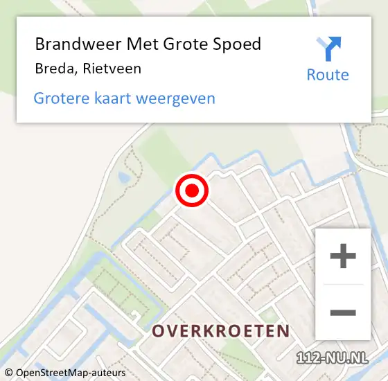 Locatie op kaart van de 112 melding: Brandweer Met Grote Spoed Naar Breda, Rietveen op 20 juni 2019 11:09