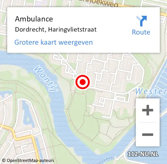 Locatie op kaart van de 112 melding: Ambulance Dordrecht, Haringvlietstraat op 20 juni 2019 11:24