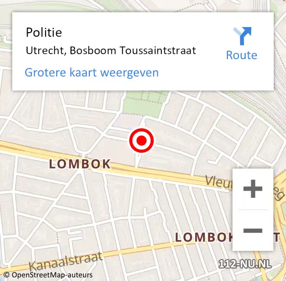 Locatie op kaart van de 112 melding: Politie Utrecht, Bosboom Toussaintstraat op 20 juni 2019 11:36