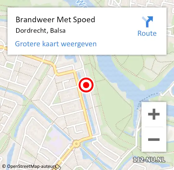 Locatie op kaart van de 112 melding: Brandweer Met Spoed Naar Dordrecht, Balsa op 20 juni 2019 12:03