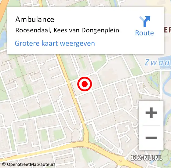 Locatie op kaart van de 112 melding: Ambulance Roosendaal, Kees van Dongenplein op 20 juni 2019 12:12