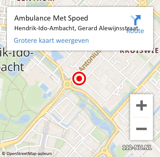 Locatie op kaart van de 112 melding: Ambulance Met Spoed Naar Hendrik-Ido-Ambacht, Gerard Alewijnsstraat op 20 juni 2019 12:36
