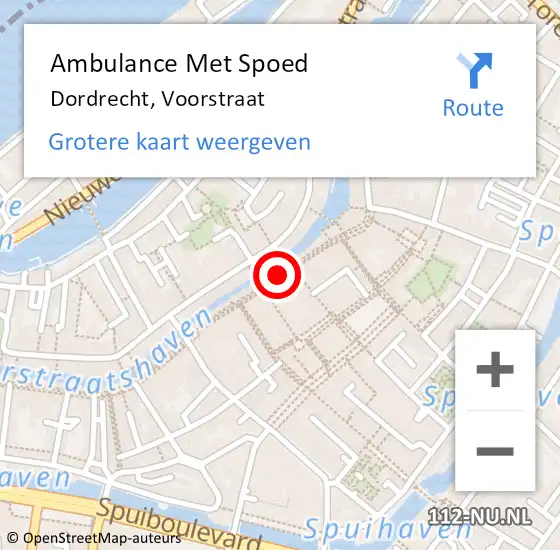 Locatie op kaart van de 112 melding: Ambulance Met Spoed Naar Dordrecht, Voorstraat op 20 juni 2019 13:16