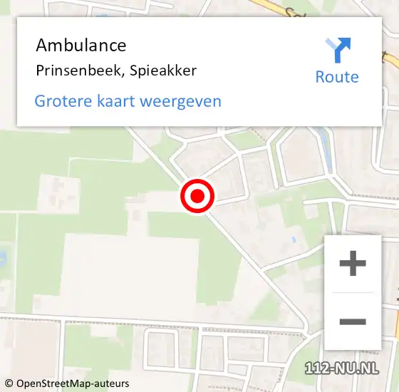 Locatie op kaart van de 112 melding: Ambulance Prinsenbeek, Spieakker op 20 juni 2019 13:35