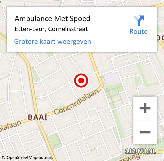 Locatie op kaart van de 112 melding: Ambulance Met Spoed Naar Etten-Leur, Cornelisstraat op 20 juni 2019 13:38