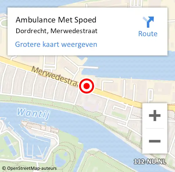 Locatie op kaart van de 112 melding: Ambulance Met Spoed Naar Dordrecht, Merwedestraat op 20 juni 2019 13:47