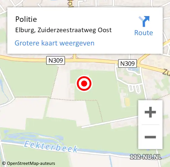 Locatie op kaart van de 112 melding: Politie Elburg, Zuiderzeestraatweg Oost op 20 juni 2019 14:04