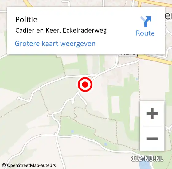 Locatie op kaart van de 112 melding: Politie Cadier en Keer, Eckelraderweg op 20 juni 2019 14:32