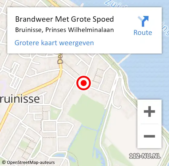 Locatie op kaart van de 112 melding: Brandweer Met Grote Spoed Naar Bruinisse, Prinses Wilhelminalaan op 20 juni 2019 14:38