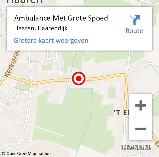 Locatie op kaart van de 112 melding: Ambulance Met Grote Spoed Naar Haaren, Haarendijk op 20 juni 2019 14:39