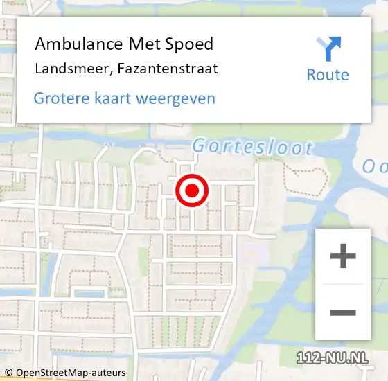 Locatie op kaart van de 112 melding: Ambulance Met Spoed Naar Landsmeer, Fazantenstraat op 20 juni 2019 15:34