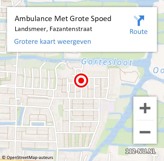 Locatie op kaart van de 112 melding: Ambulance Met Grote Spoed Naar Landsmeer, Fazantenstraat op 20 juni 2019 15:35