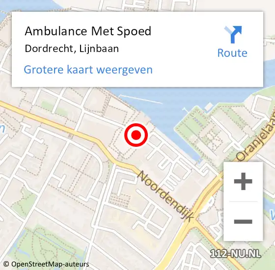 Locatie op kaart van de 112 melding: Ambulance Met Spoed Naar Dordrecht, Lijnbaan op 20 juni 2019 15:56