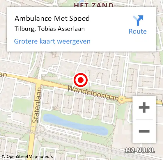 Locatie op kaart van de 112 melding: Ambulance Met Spoed Naar Tilburg, Tobias Asserlaan op 20 juni 2019 16:50