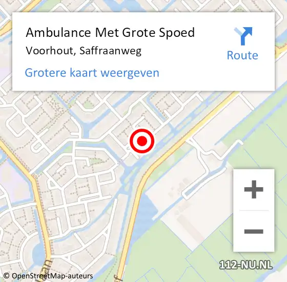 Locatie op kaart van de 112 melding: Ambulance Met Grote Spoed Naar Voorhout, Saffraanweg op 4 april 2014 22:52