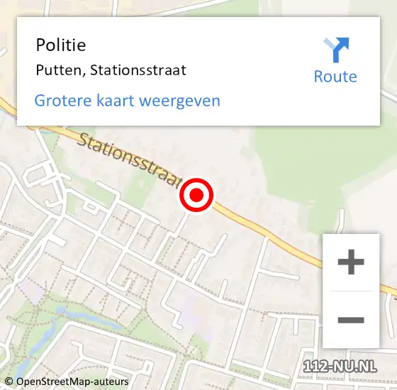 Locatie op kaart van de 112 melding: Politie Putten, Stationsstraat op 20 juni 2019 17:00