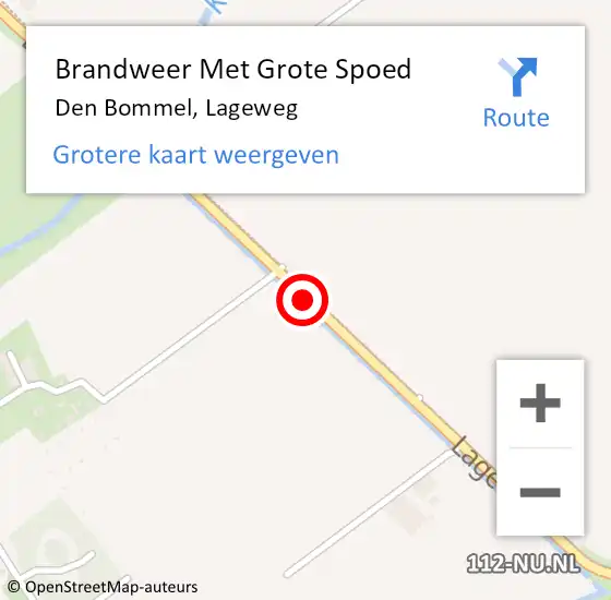 Locatie op kaart van de 112 melding: Brandweer Met Grote Spoed Naar Den Bommel, Lageweg op 20 juni 2019 17:05