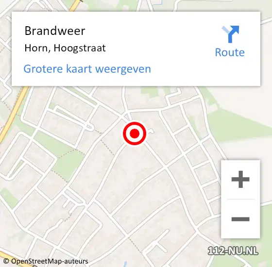 Locatie op kaart van de 112 melding: Brandweer Horn, Hoogstraat op 20 juni 2019 17:11