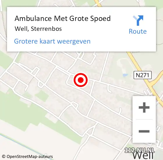 Locatie op kaart van de 112 melding: Ambulance Met Grote Spoed Naar Well, Sterrenbos op 4 april 2014 22:58