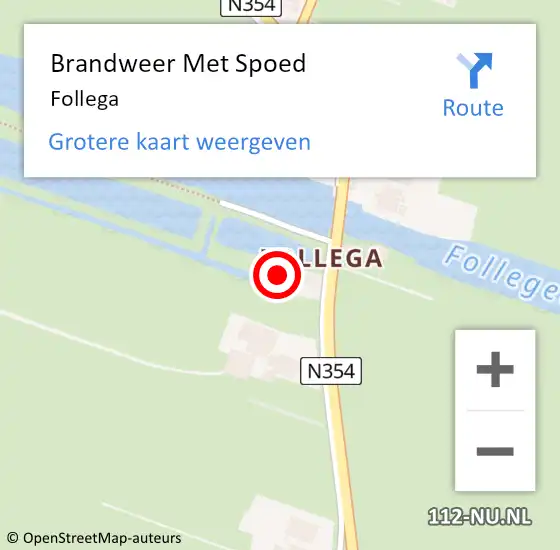 Locatie op kaart van de 112 melding: Brandweer Met Spoed Naar Follega op 20 juni 2019 17:33