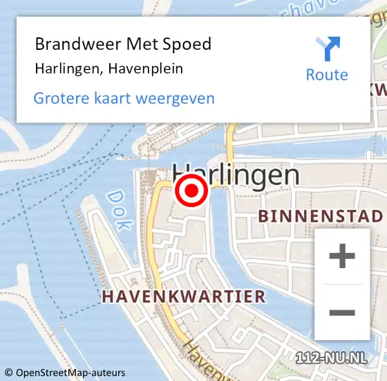 Locatie op kaart van de 112 melding: Brandweer Met Spoed Naar Harlingen, Havenplein op 20 juni 2019 17:42