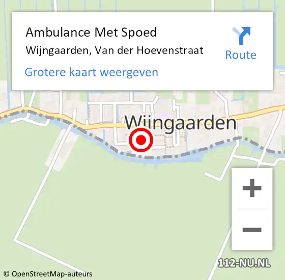 Locatie op kaart van de 112 melding: Ambulance Met Spoed Naar Wijngaarden, Van der Hoevenstraat op 20 juni 2019 18:01