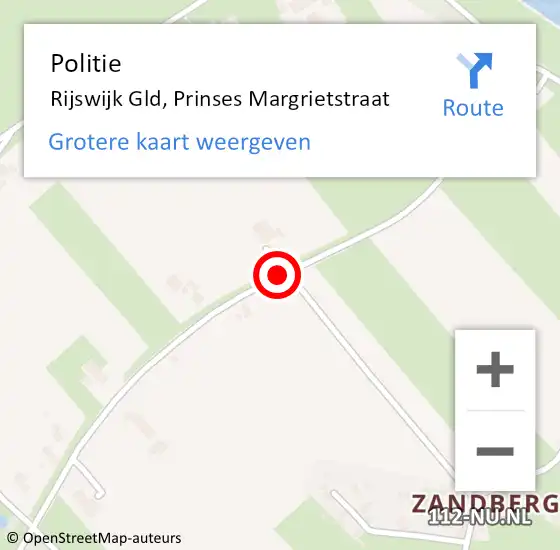 Locatie op kaart van de 112 melding: Politie Rijswijk Gld, Prinses Margrietstraat op 20 juni 2019 18:10