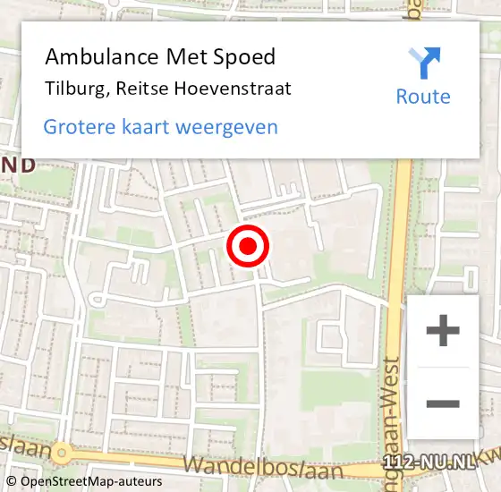 Locatie op kaart van de 112 melding: Ambulance Met Spoed Naar Tilburg, Reitse Hoevenstraat op 20 juni 2019 18:17