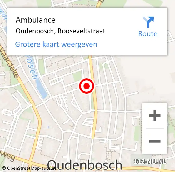 Locatie op kaart van de 112 melding: Ambulance Oudenbosch, Rooseveltstraat op 20 juni 2019 18:40