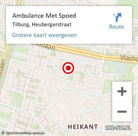 Locatie op kaart van de 112 melding: Ambulance Met Spoed Naar Tilburg, Heubergerstraat op 20 juni 2019 18:55