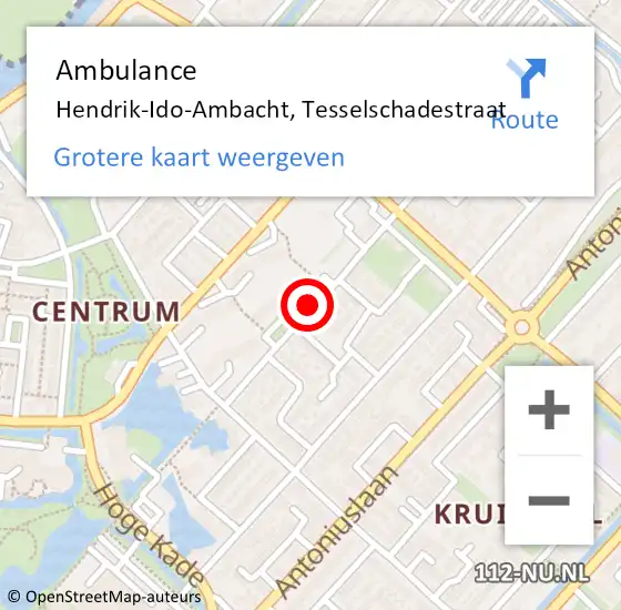 Locatie op kaart van de 112 melding: Ambulance Hendrik-Ido-Ambacht, Tesselschadestraat op 20 juni 2019 19:09