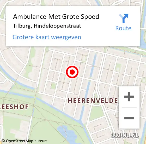 Locatie op kaart van de 112 melding: Ambulance Met Grote Spoed Naar Tilburg, Hindeloopenstraat op 20 juni 2019 19:17