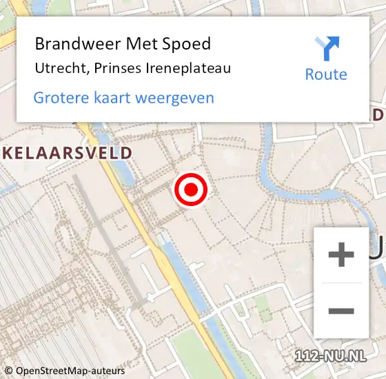 Locatie op kaart van de 112 melding: Brandweer Met Spoed Naar Utrecht, Prinses Ireneplateau op 20 juni 2019 19:18