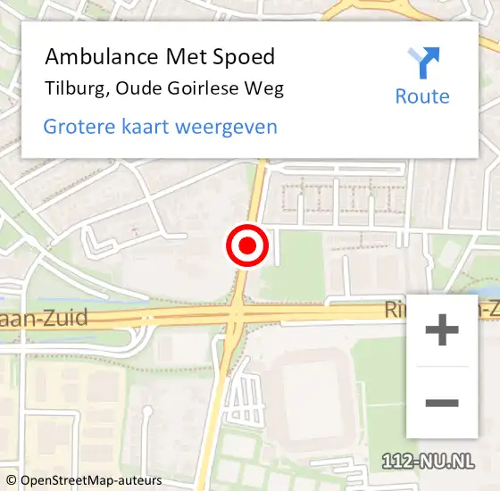 Locatie op kaart van de 112 melding: Ambulance Met Spoed Naar Tilburg, Oude Goirlese Weg op 20 juni 2019 19:18