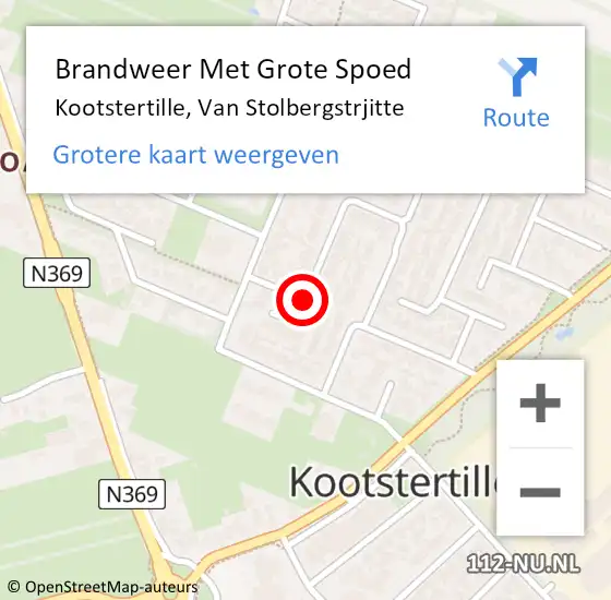 Locatie op kaart van de 112 melding: Brandweer Met Grote Spoed Naar Kootstertille, Van Stolbergstrjitte op 20 juni 2019 19:48